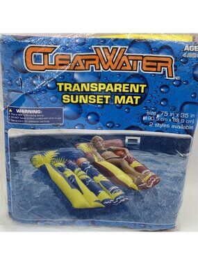Kmart Clear Water Transparent Sunset Pool Mat Float Raft 75x35 Red Yellow